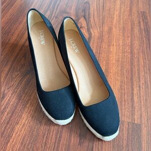 J. Crew Black Espadrille Wedges